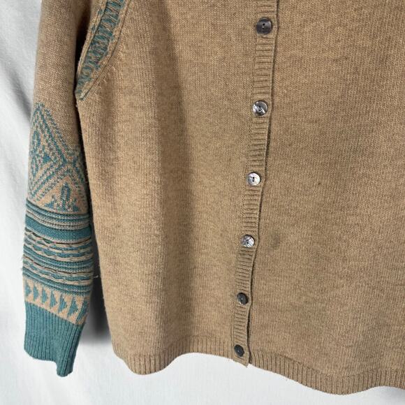 Sundance Tan and Teal Cardigan Sweater - Picture 3 of 10